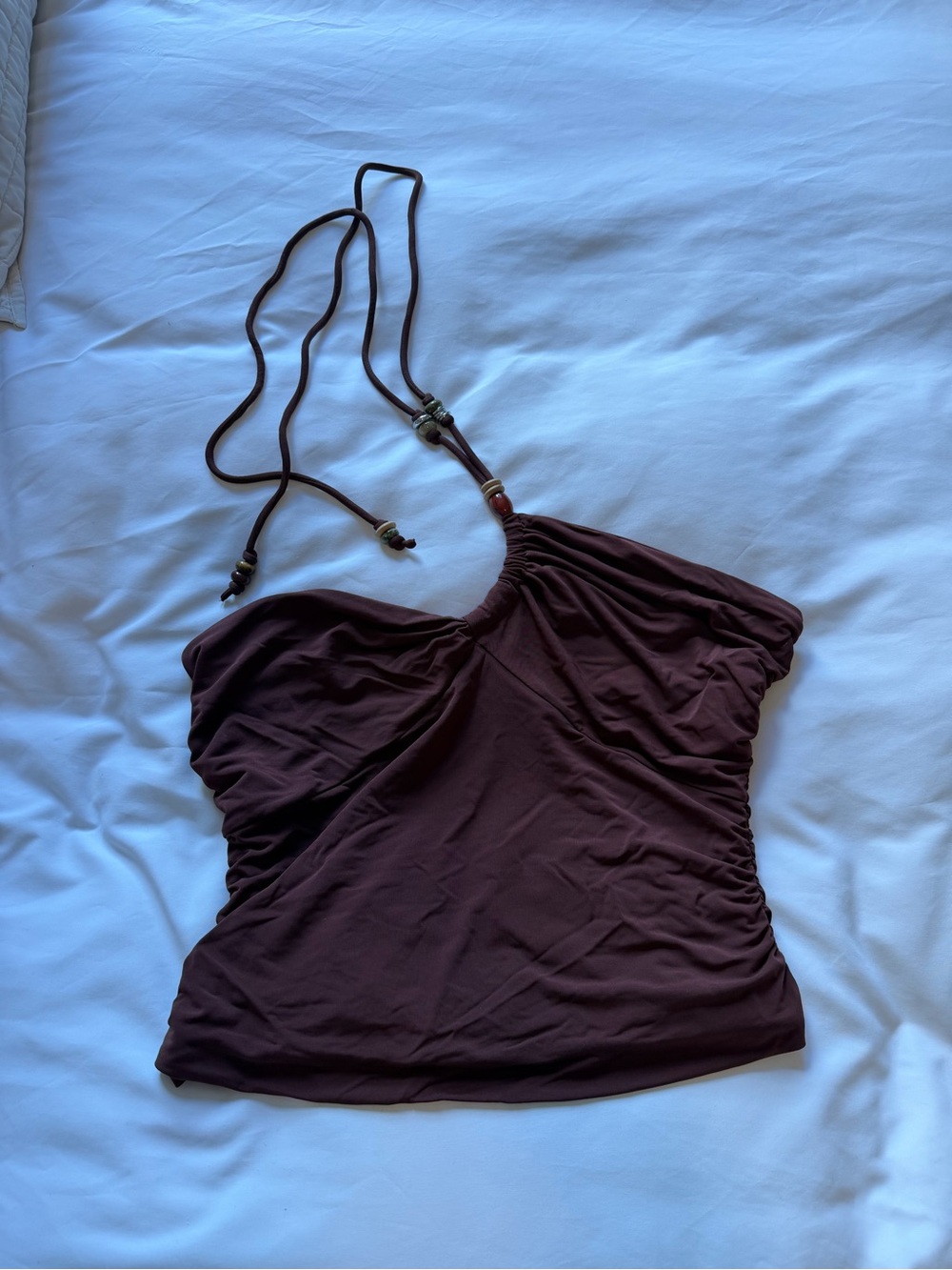 A.L.C. Brown Halter Camisole with Bead Accents